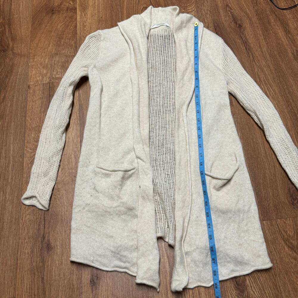 Athleta Womens Beige Knit Open Drape Cashmere Linen Cardigan Sweater Size Small - Picture 10 of 10